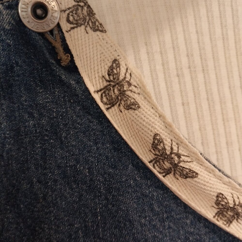 3645 Size 1XL Upcycled Denim Jumper by Sunshine Apparel with Lace Trim. - Picture 11 of 15